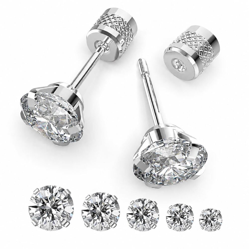 5 pairs Push-in Flat Back Stud Earrings Hypoallergenic Surgical Stainless Steel